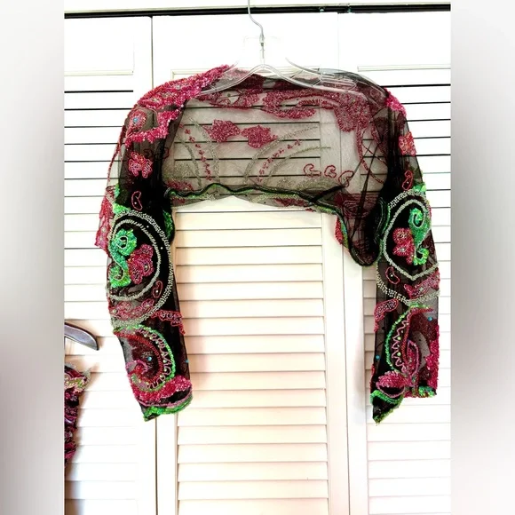 NWT Vintage Y2K Bob Mackie B’Zar Boho Paisley Beaded Dress Set 14/12 - Picture 13 of 13